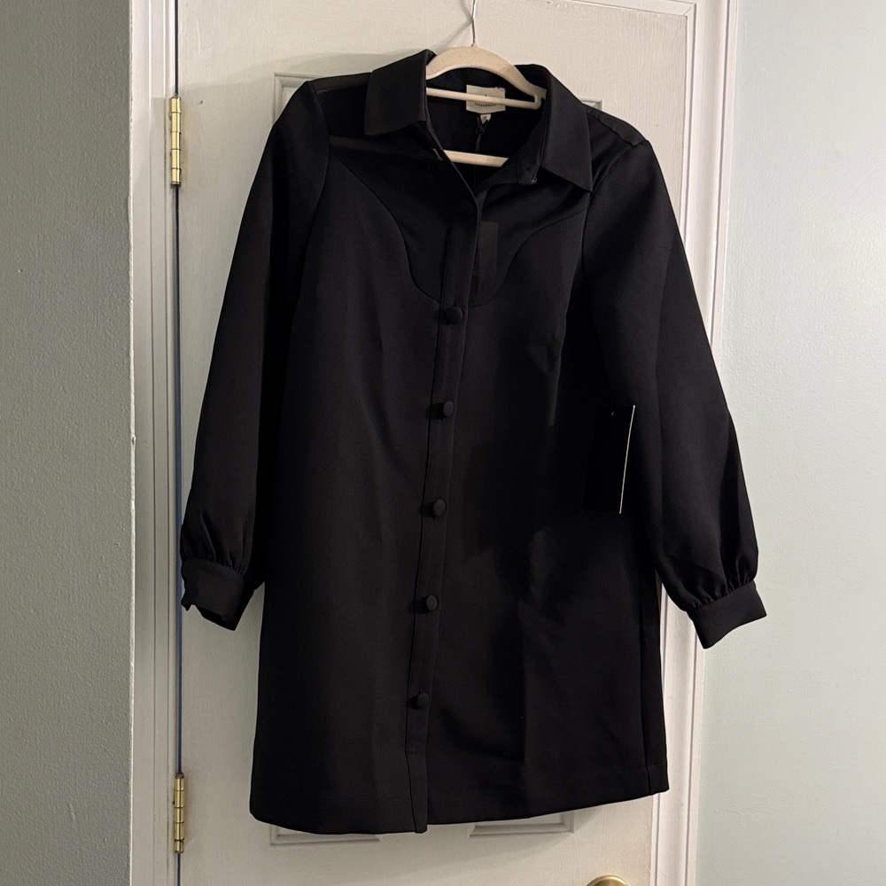 Tuckernuck Black Long-Sleeve Button Front Dress